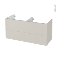 Meuble de salle de bains - Sous vasque double - HELIA Beige - 4 tiroirs - Côtés décors - L120 x H57 x P50 cm