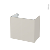 Meuble de salle de bains - Sous vasque - HELIA Beige - 2 portes - Côtés décors - L80 x H70 x P50 cm