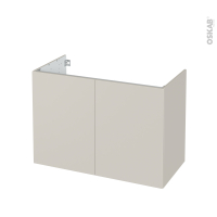 Meuble de salle de bains - Sous vasque - HELIA Beige - 2 portes - Côtés décors - L100 x H70 x P50 cm