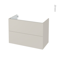 Meuble de salle de bains - Sous vasque - HELIA Beige - 2 tiroirs - Côtés décors - L100 x H70 x P50 cm