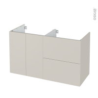 Meuble de salle de bains - Sous vasque - HELIA Beige - 2 portes 2 tiroirs - Côtés décors - L120 x H70 x P50 cm