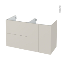 Meuble de salle de bains - Sous vasque - HELIA Beige - 2 tiroirs 2 portes - Côtés décors - L120 x H70 x P50 cm