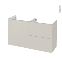 Meuble de salle de bains - Sous vasque - HELIA Beige - 2 portes 2 tiroirs - Côtés décors - L120 x H70 x P40 cm