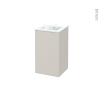 Meuble de salle de bains - Plan vasque ODON - HELIA Beige - 1 porte - Côtés décors -  L41 x H71,5 x P41 cm