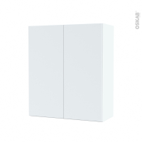 Armoire de salle de bains - Rangement haut - HELIA Blanc - 2 portes - Côtés blancs - L60 x H70 x P27 cm