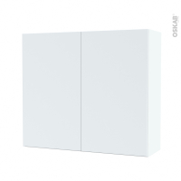 Armoire de salle de bains - Rangement haut - HELIA Blanc - 2 portes - Côtés blancs - L80 x H70 x P27 cm