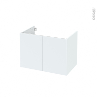 Meuble de salle de bains - Sous vasque - HELIA Blanc - 2 portes - Côtés décors - L80 x H57 x P50 cm