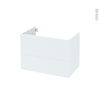 Meuble de salle de bains - Sous vasque - HELIA Blanc - 2 tiroirs - Côtés décors - L80 x H57 x P50 cm