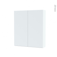 Armoire de toilette - Rangement haut - HELIA Blanc - 2 portes - Côtés blancs - L60 x H70 x P17 cm