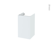 Meuble de salle de bains - Sous vasque - HELIA Blanc - 1 porte - Côtés décors -  L40 x H70 x P40 cm