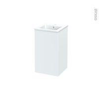 Meuble de salle de bains - Plan vasque ODON - HELIA Blanc - 1 porte - Côtés décors -  L41 x H71,5 x P41 cm