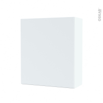 Armoire de salle de bains - Rangement haut - HELIA Blanc - 1 porte - Côtés blancs - L60 x H70 x P27 cm