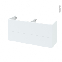 Meuble de salle de bains - Sous vasque double - HELIA Blanc - 4 tiroirs - Côtés décors - L120 x H57 x P40 cm
