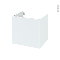 Meuble de salle de bains - Sous vasque - HELIA Blanc - 1 porte - Côtés décors - L60 x H57 x P50 cm
