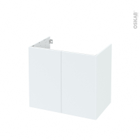 Meuble de salle de bains - Sous vasque - HELIA Blanc - 2 portes - Côtés décors - L80 x H70 x P50 cm