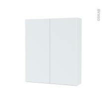 Armoire de toilette - Rangement haut - HELIA Blanc - 2 portes - Côtés décors - L60 x H70 x P17 cm