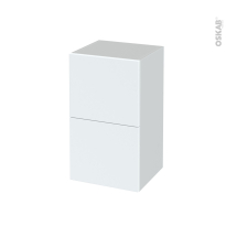 Meuble de salle de bains - Rangement bas - HELIA Blanc - 2 tiroirs - L40 x H70 x P37 cm