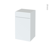 Meuble de salle de bains - Rangement bas - HELIA Blanc - 1 porte 1 tiroir - L40 x H70 x P37 cm