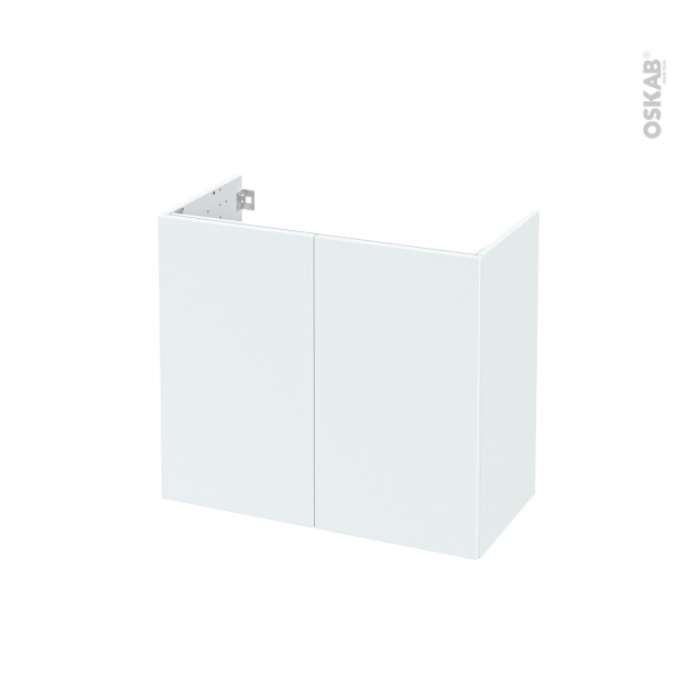 Meuble de salle de bains Sous vasque <br />HELIA Blanc, 2 portes, Côtés décors, L80 x H70 x P40 cm 