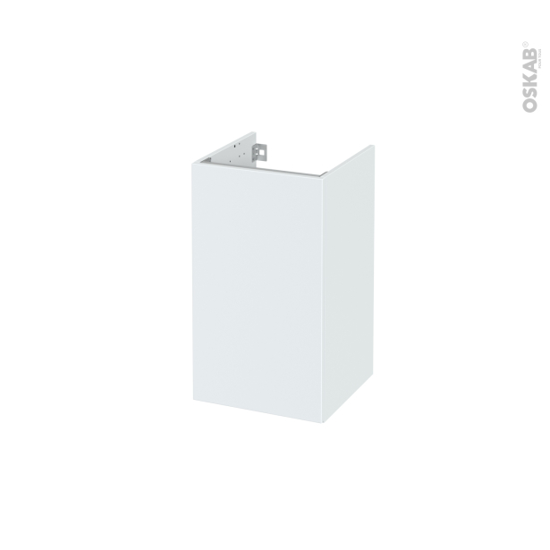 Meuble de salle de bains Sous vasque <br />HELIA Blanc, 1 porte, Côtés décors,  L40 x H70 x P40 cm 