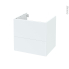 #Meuble de salle de bains Sous vasque <br />HELIA Blanc, 2 tiroirs, Côtés décors, L60 x H57 x P50 cm 