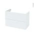 #Meuble de salle de bains Sous vasque <br />HELIA Blanc, 2 tiroirs, Côtés décors, L100 x H70 x P50 cm 