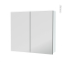 #Armoire de toilette Rangement haut <br />HELIA Blanc, 2 portes miroir, Côtés décors, L80 x H70 x P17 cm 