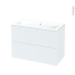#Meuble de salle de bains Plan vasque NAJA <br />HELIA Blanc, 2 tiroirs, Côtés décors, L100,5 x H71,5 x P50,5 cm 