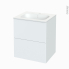 #Meuble de salle de bains Plan vasque NEMA <br />HELIA Blanc, 2 tiroirs, Côtés décors, L60,5 x H71,5 x P50,6 cm 
