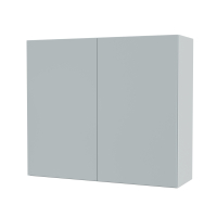 Armoire de salle de bains - Rangement haut - HELIA Gris clair - 2 portes - Côtés blancs - L80 x H70 x P27 cm