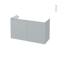 Meuble de salle de bains - Sous vasque - HELIA Gris clair - 2 portes - Côtés décors - L100 x H70 x P40 cm