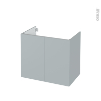 Meuble de salle de bains - Sous vasque - HELIA Gris clair - 2 portes - Côtés décors - L80 x H70 x P50 cm