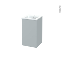 Meuble de salle de bains - Plan vasque ODON - HELIA Gris clair - 1 porte - Côtés décors -  L41 x H71,5 x P41 cm