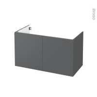 Meuble de salle de bains - Sous vasque - HELIA Gris - 2 portes - Côtés décors - L100 x H57 x P50 cm