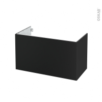 Meuble de salle de bains - Sous vasque - HELIA Noir - 2 portes - Côtés décors - L100 x H57 x P50 cm