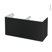 Meuble de salle de bains - Sous vasque double - HELIA Noir - 4 tiroirs - Côtés décors - L120 x H57 x P50 cm