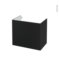 Meuble de salle de bains - Sous vasque - HELIA Noir - 2 portes - Côtés décors - L80 x H70 x P50 cm