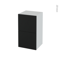 Meuble de salle de bains - Rangement bas - HELIA Noir - 2 tiroirs - L40 x H70 x P37 cm
