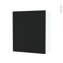 Armoire de salle de bains - Rangement haut - HELIA Noir - 1 porte - Côtés blancs - L60 x H70 x P27 cm