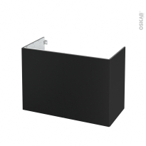 Meuble de salle de bains - Sous vasque - HELIA Noir - 2 portes - Côtés décors - L100 x H70 x P50 cm