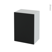 Meuble de salle de bains - Rangement bas - HELIA Noir - 1 porte - L50 x H70 x P37 cm