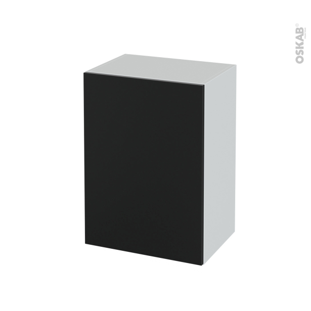 Meuble de salle de bains Rangement bas <br />HELIA Noir, 1 porte, L50 x H70 x P37 cm 