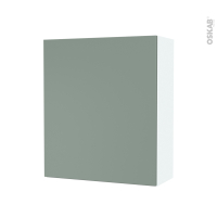 Armoire de salle de bains - Rangement haut - HELIA Vert - 1 porte - Côtés blancs - L60 x H70 x P27 cm