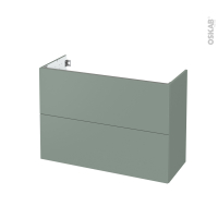 Meuble de salle de bains - Sous vasque - HELIA Vert - 2 tiroirs - Côtés décors - L100 x H70 x P40 cm