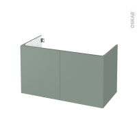 Meuble de salle de bains - Sous vasque - HELIA Vert - 2 portes - Côtés décors - L100 x H57 x P50 cm
