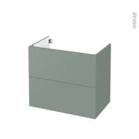 Meuble de salle de bains - Sous vasque - HELIA Vert - 2 tiroirs - Côtés décors - L80 x H70 x P50 cm