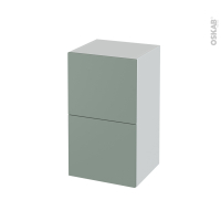 Meuble de salle de bains - Rangement bas - HELIA Vert - 2 tiroirs 1 tiroir à l'anglaise - L40 x H70 x P37 cm