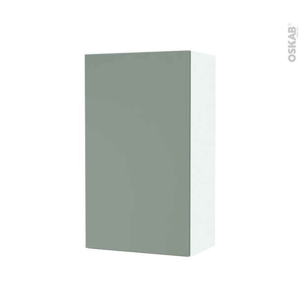 Armoire de salle de bains Rangement haut <br />HELIA Vert, 1 porte, Côtés blancs, L40 x H70 x P27 cm 