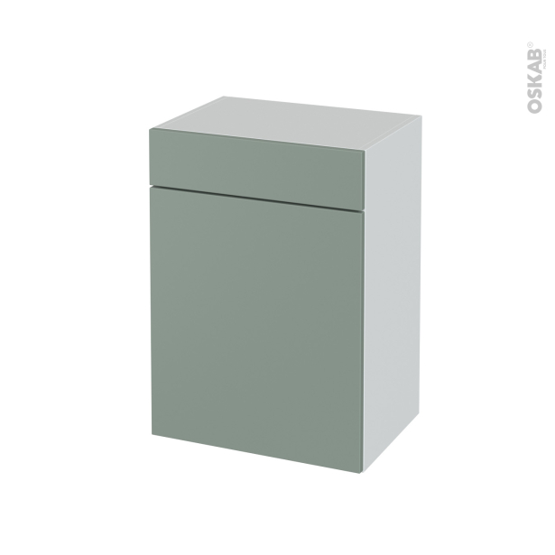 Meuble de salle de bains Rangement bas <br />HELIA Vert, 1 porte 1 tiroir, L50 x H70 x P37 cm 