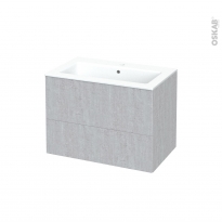 Meuble de salle de bains - Plan vasque NAJA - HODA Béton - 2 tiroirs - Côtés décors - L80.5 x H58.5 x P50.5 cm